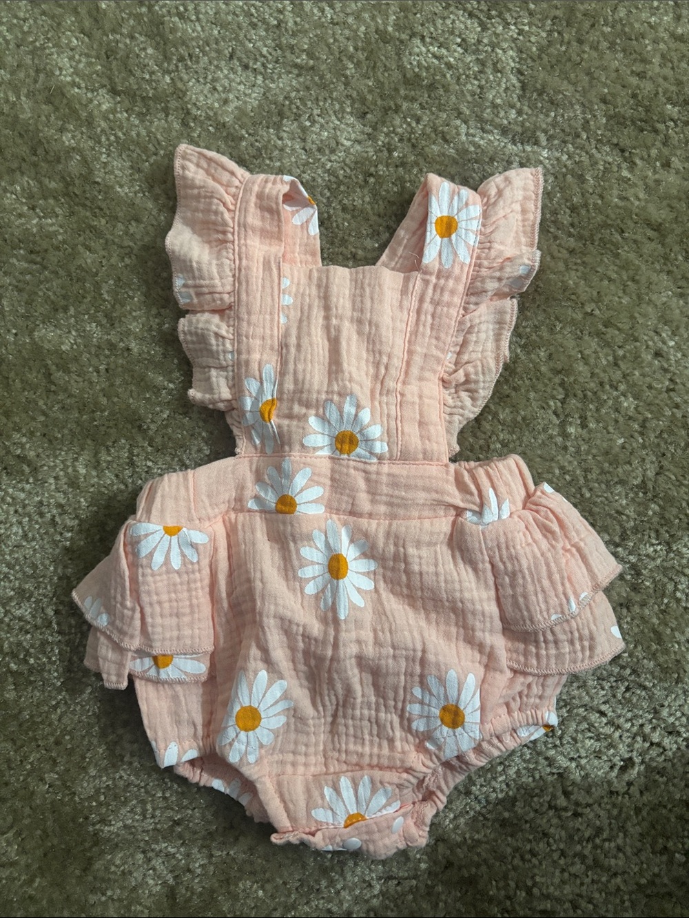 PatPat Peach Daisy Ruffle Romper